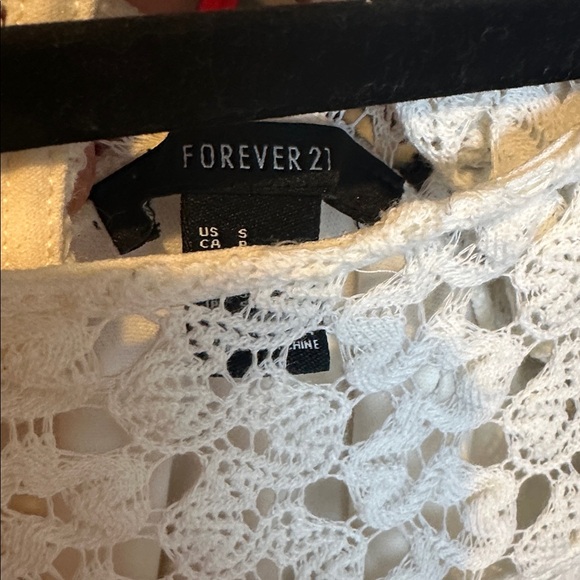 Forever 21 white cap sleeve back button keyhole closure lined dress size S - Picture 2 of 3